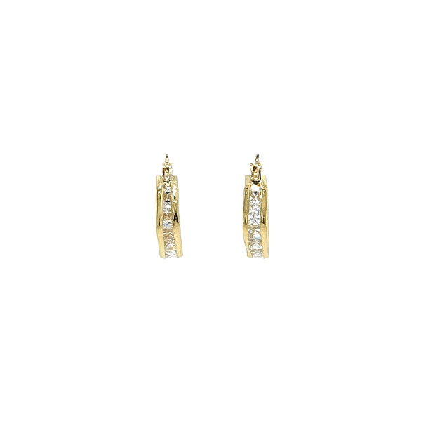 Gold Circular Earrings with Zircons
