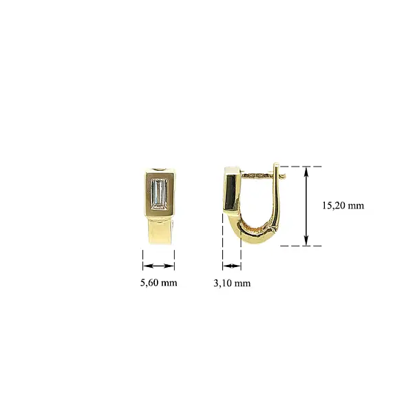 Gold Earrings with Zircons