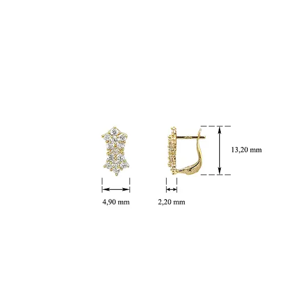 Gold Earrings with Zircons