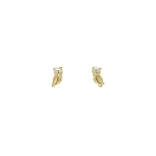 Golden Owl Earrings with Zircons