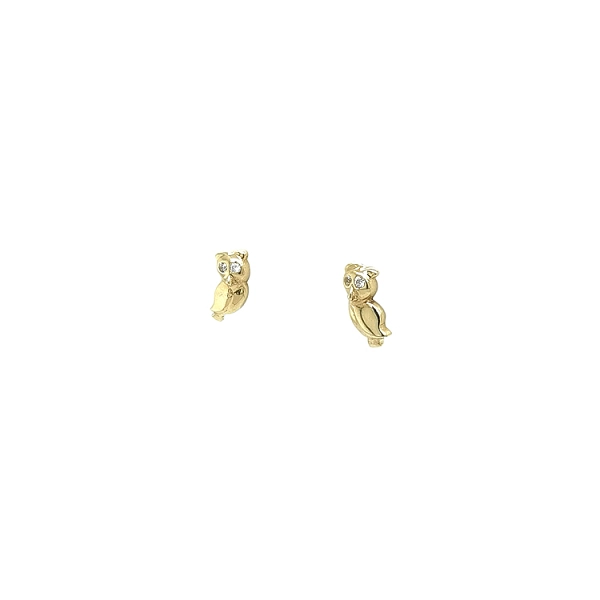 Golden Owl Earrings with Zircons