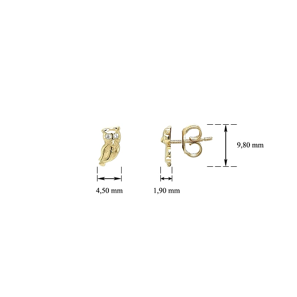 Golden Owl Earrings with Zircons