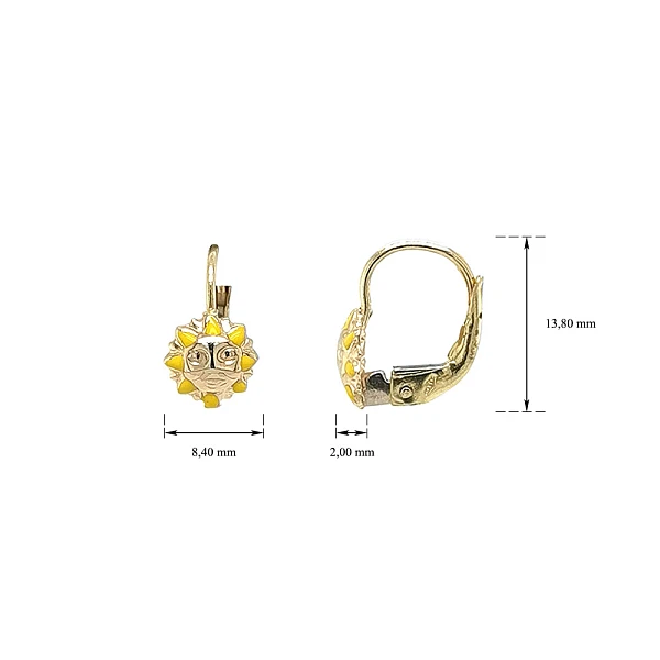Gold Earrings with Sun motif