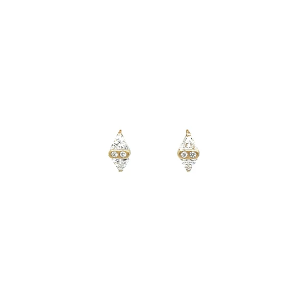 Gold Earrings with Zircons