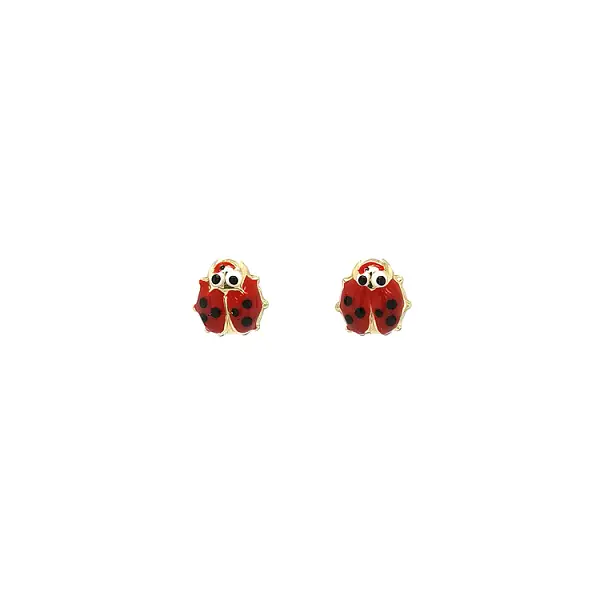 Golden Baby Earrings Ladybug