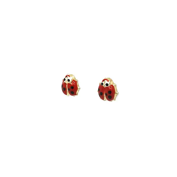 Golden Baby Earrings Ladybug