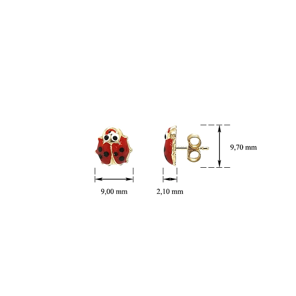 Golden Baby Earrings Ladybug