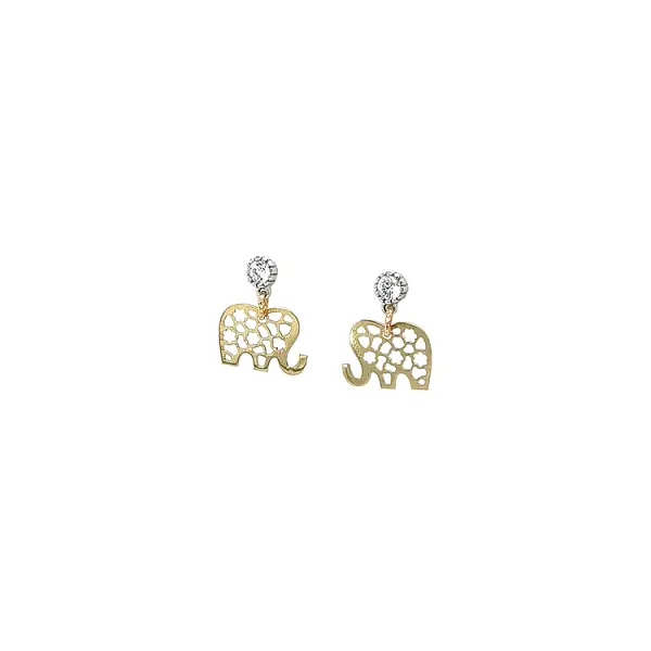 Earrings Elephant with Zircones in Gold