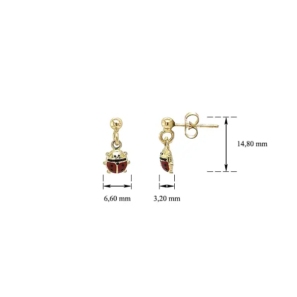 Golden Baby Earrings Ladybug