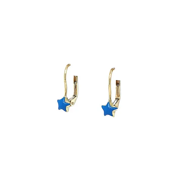 Gold Earrings with Blue Stars