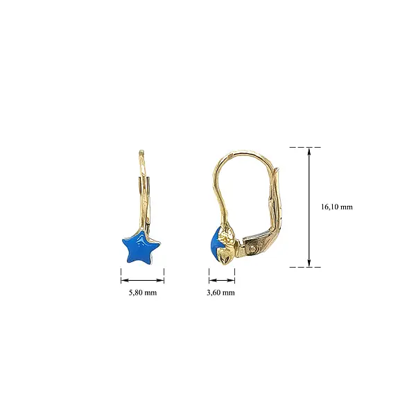 Gold Earrings with Blue Stars