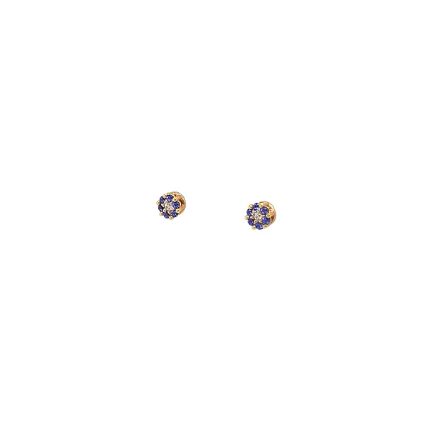 Gold Pecek Earrings with Blue Stone