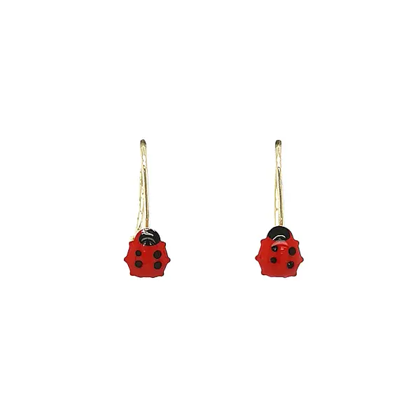 Children’s Gold Earrings with Enamel Ladybug