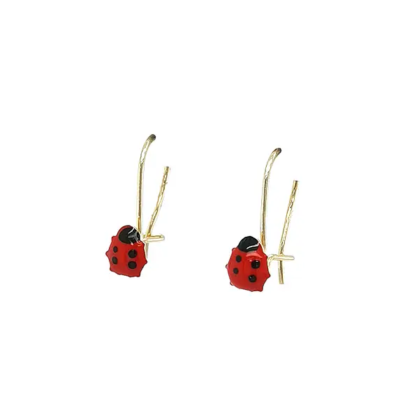 Children’s Gold Earrings with Enamel Ladybug
