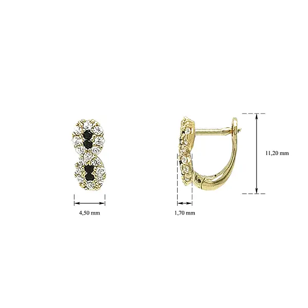 Gold Earrings with Zircons