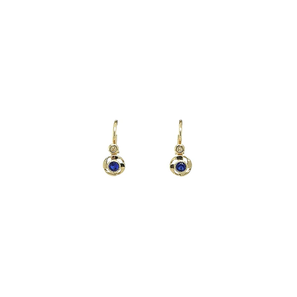 Golden Children Earrings with Blue Stone