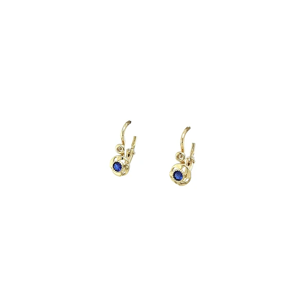 Golden Children Earrings with Blue Stone
