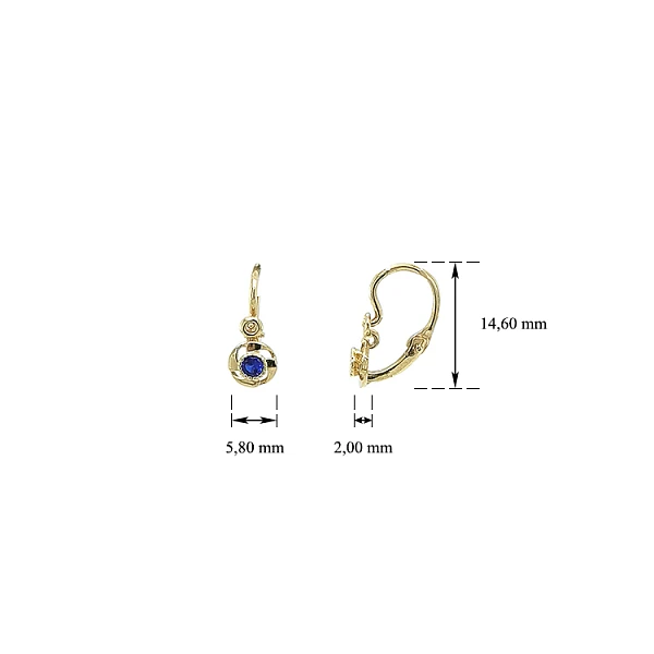 Golden Children Earrings with Blue Stone