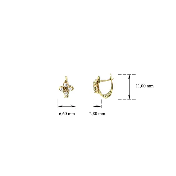 Gold Earrings with Zircons