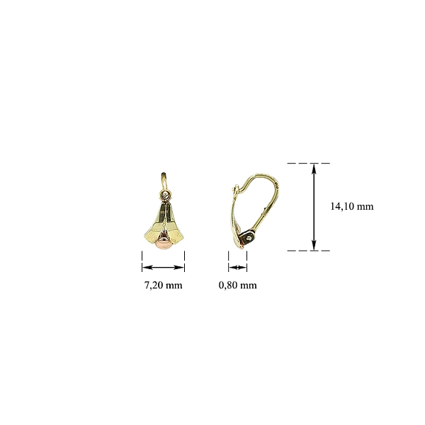 Children's Earrings made of Combination Gold