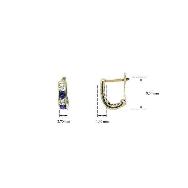 Gold Earrings with Sapphire