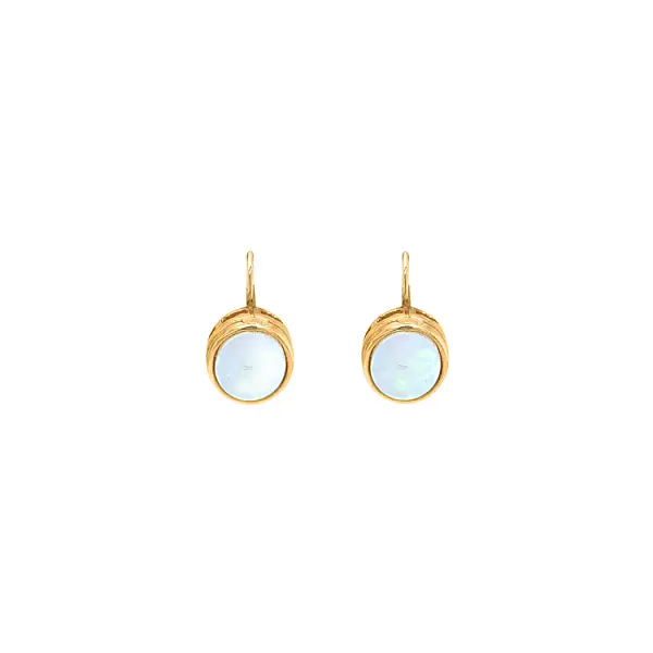 Gold Earrings with Opals