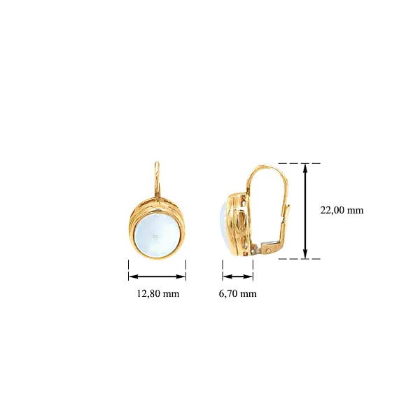 Gold Earrings with Opals