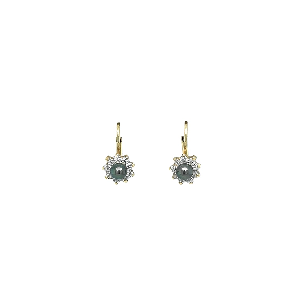 Gold Earrings with Pearl and Zircones