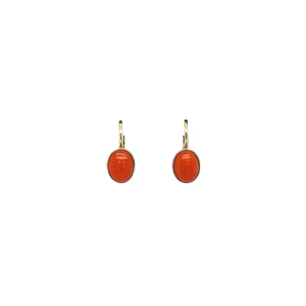 Gold Earrings with Coral