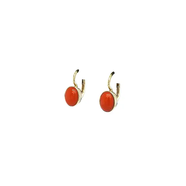 Gold Earrings with Coral