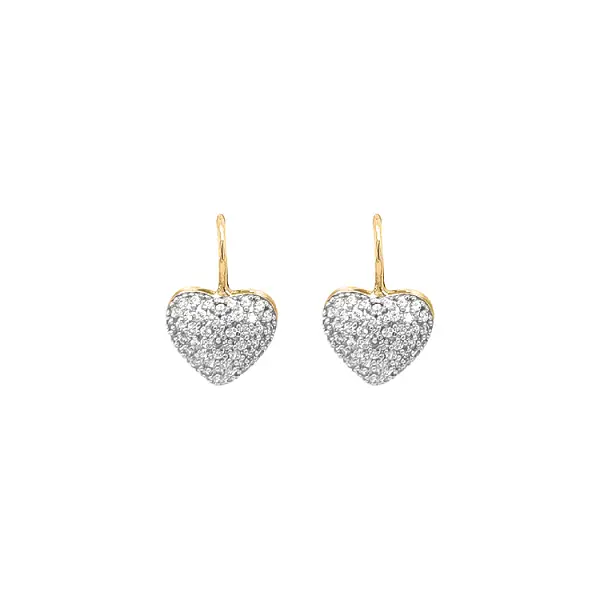 Gold Earrings in Heart Shape with Zircones