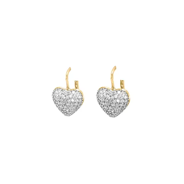 Gold Earrings in Heart Shape with Zircones