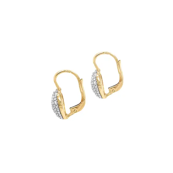 Gold Earrings in Heart Shape with Zircones