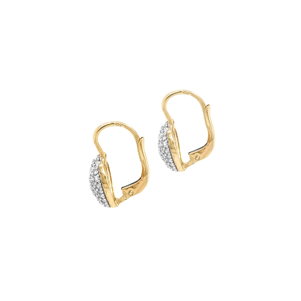 Gold Earrings in Heart Shape with Zircones