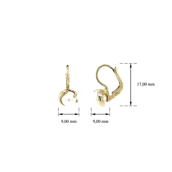 Gold Earrings with Pearl