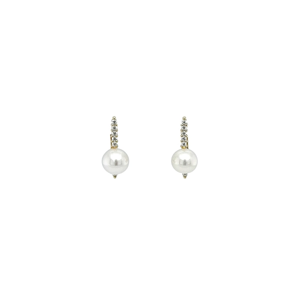 Gold Earrings with Pearl and Zircones