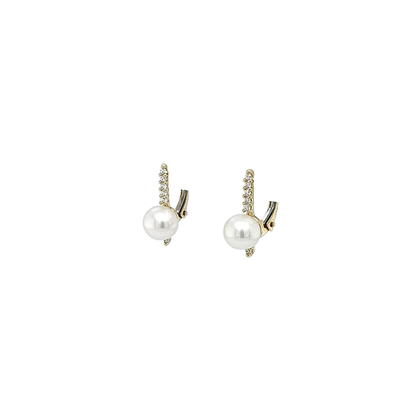 Gold Earrings with Pearl and Zircones