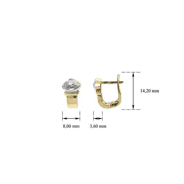 Gold Earrings with Zircons