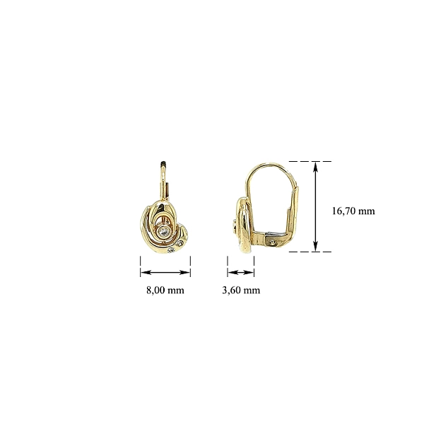 Gold Earrings with Zircons