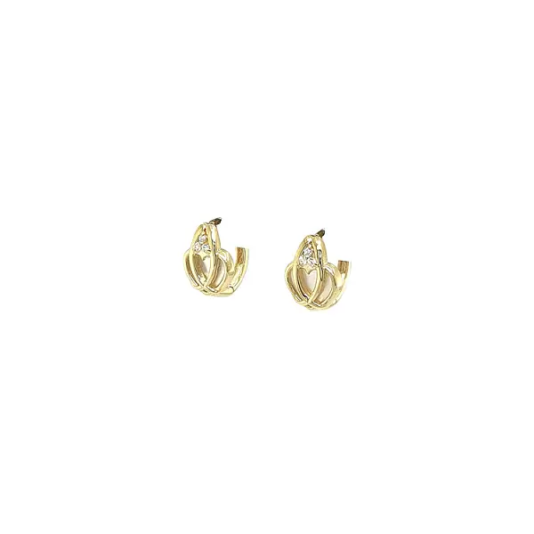 Gold Earrings with Zircons