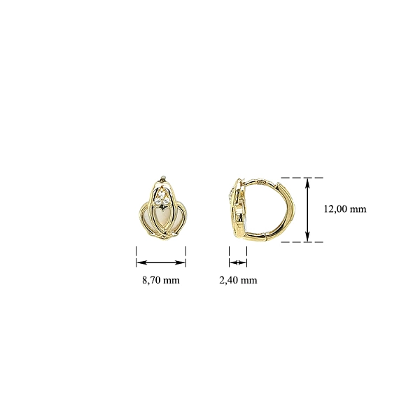 Gold Earrings with Zircons