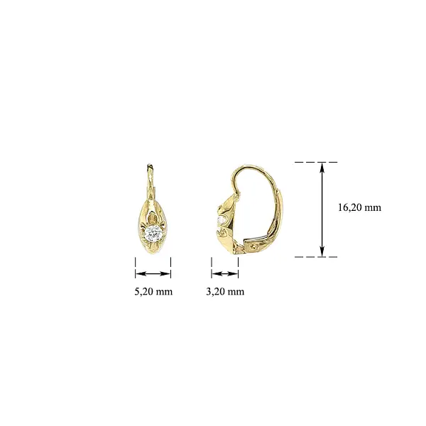 Gold Earrings with Zircons