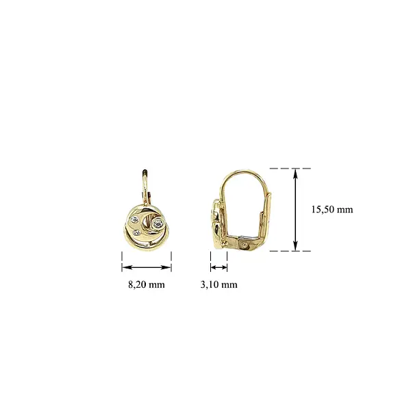 Gold Earrings with Zircons