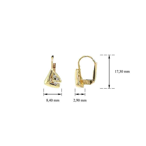 Gold Earrings with Zircons