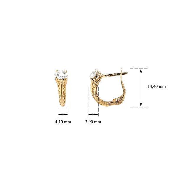 Gold Earrings with Zircons