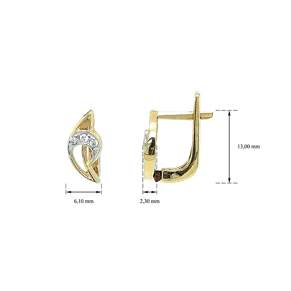 Gold Earrings with Zircons