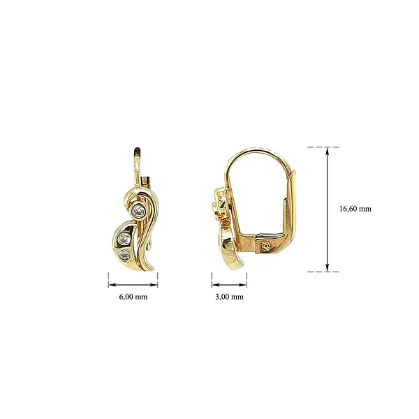 Gold Earrings with Zircons