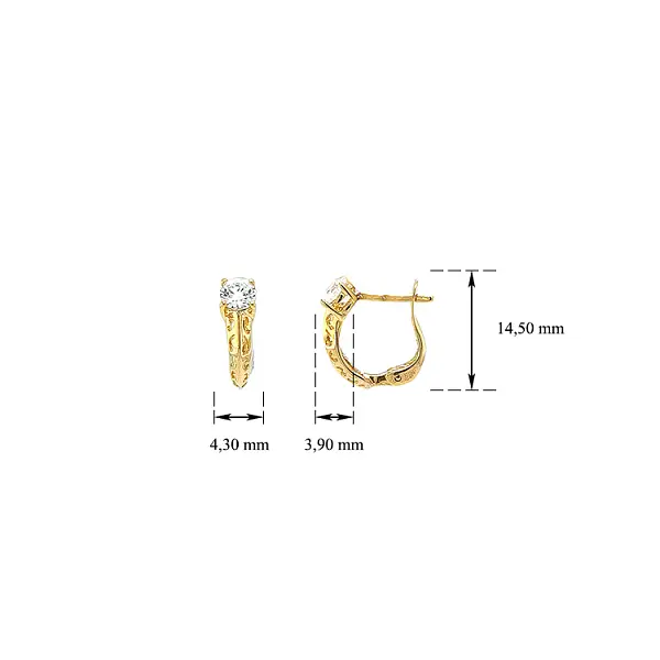 Gold Earrings with Zircons