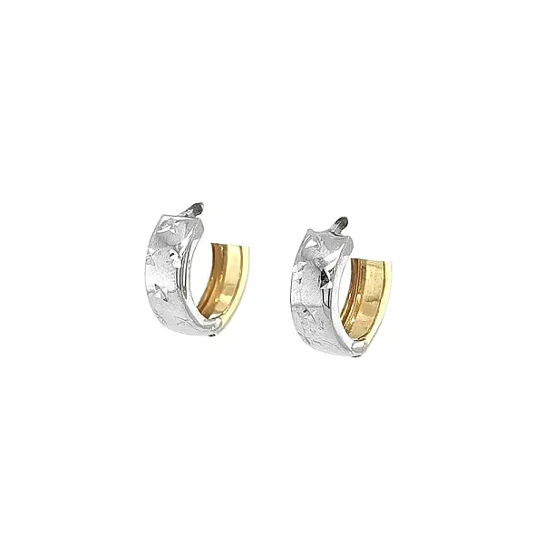 Double-sided Round Earrings made of Combination Gold