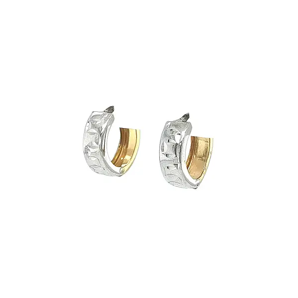 Double-sided Round Earrings made of Combination Gold